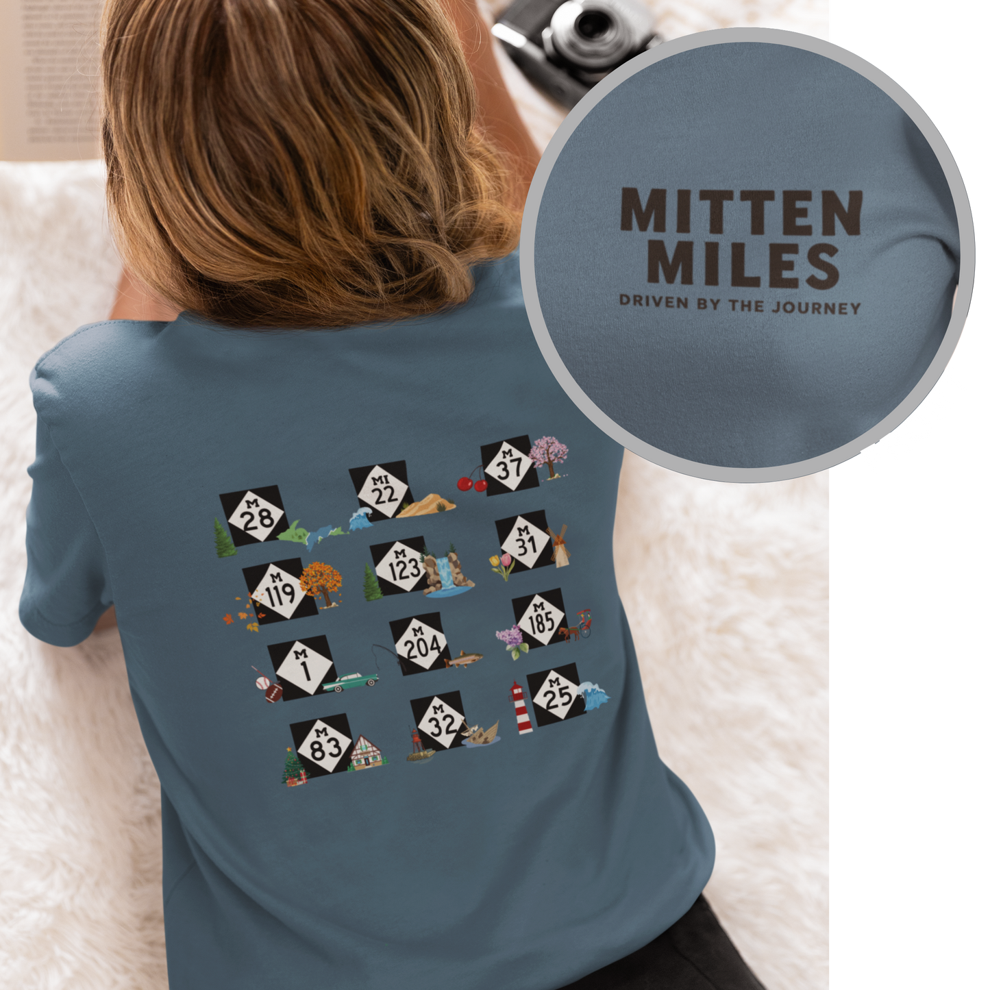 Mitten Miles™ 12 M-Roads Michigan Unisex Soft Style T-Shirt