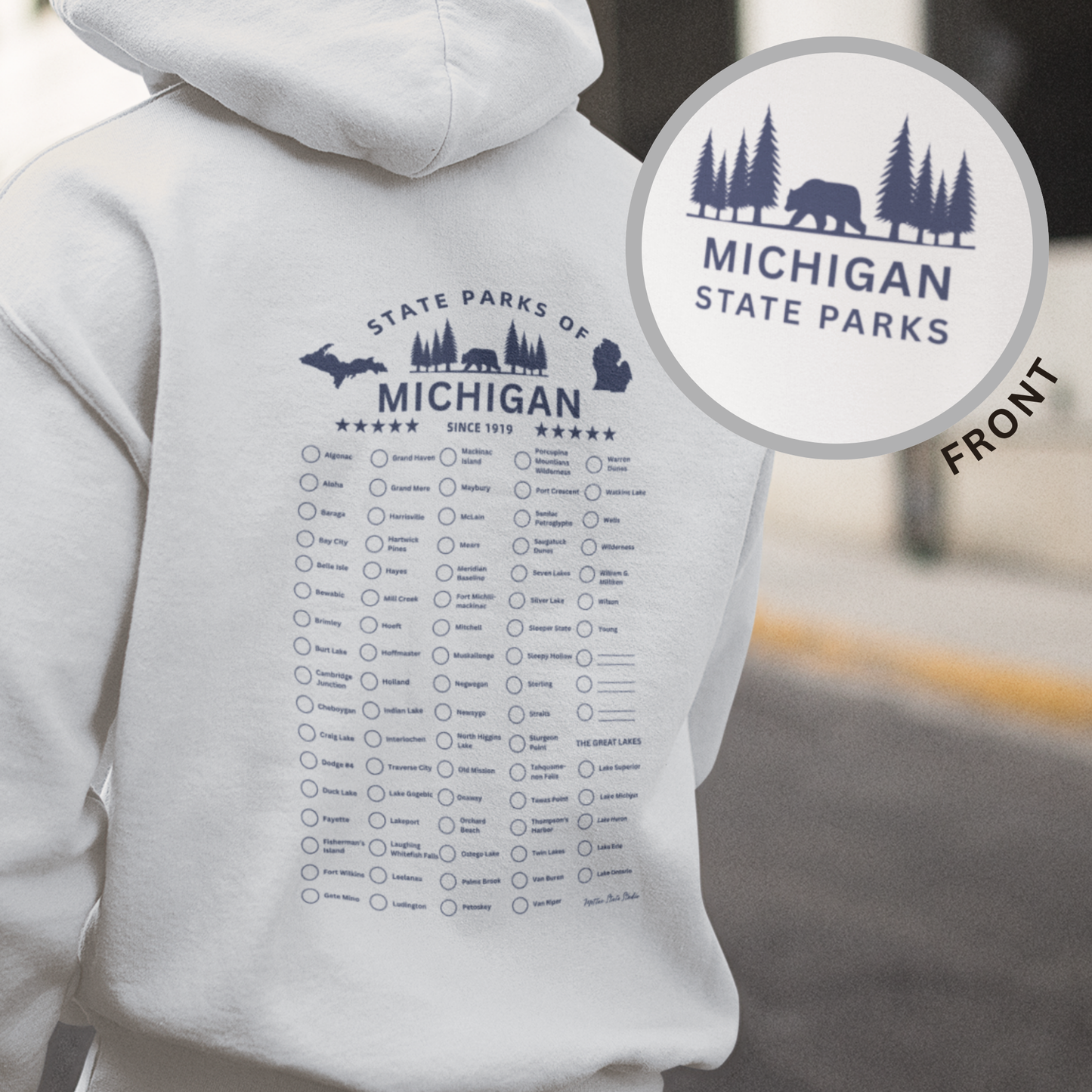 Michigan State Parks Check-Off Wearable Bucket List - Unisex Heavy Blend Hooded Sweatshirt