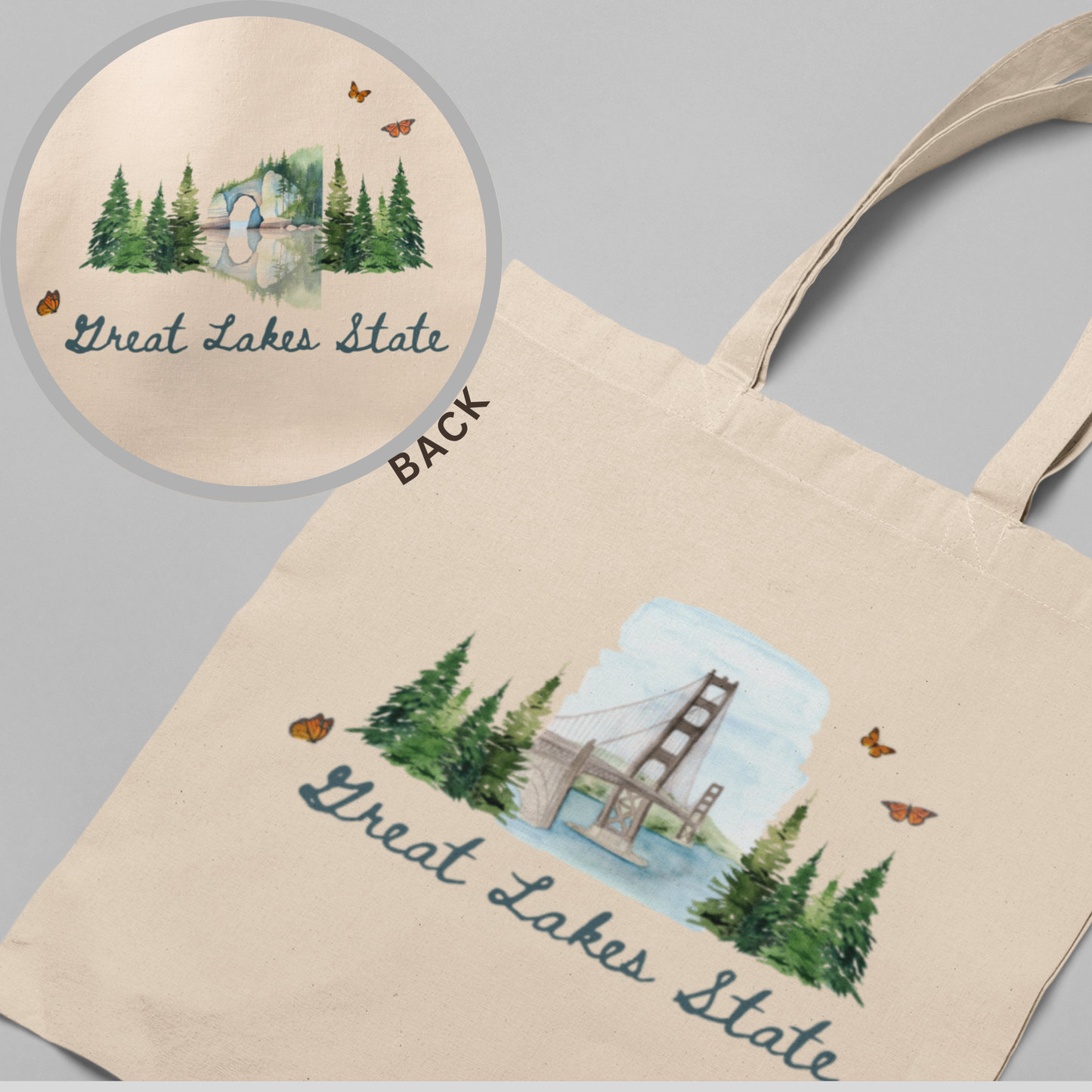 Great Lakes State Double-Sided Tote – 15x16 Polyester Bag