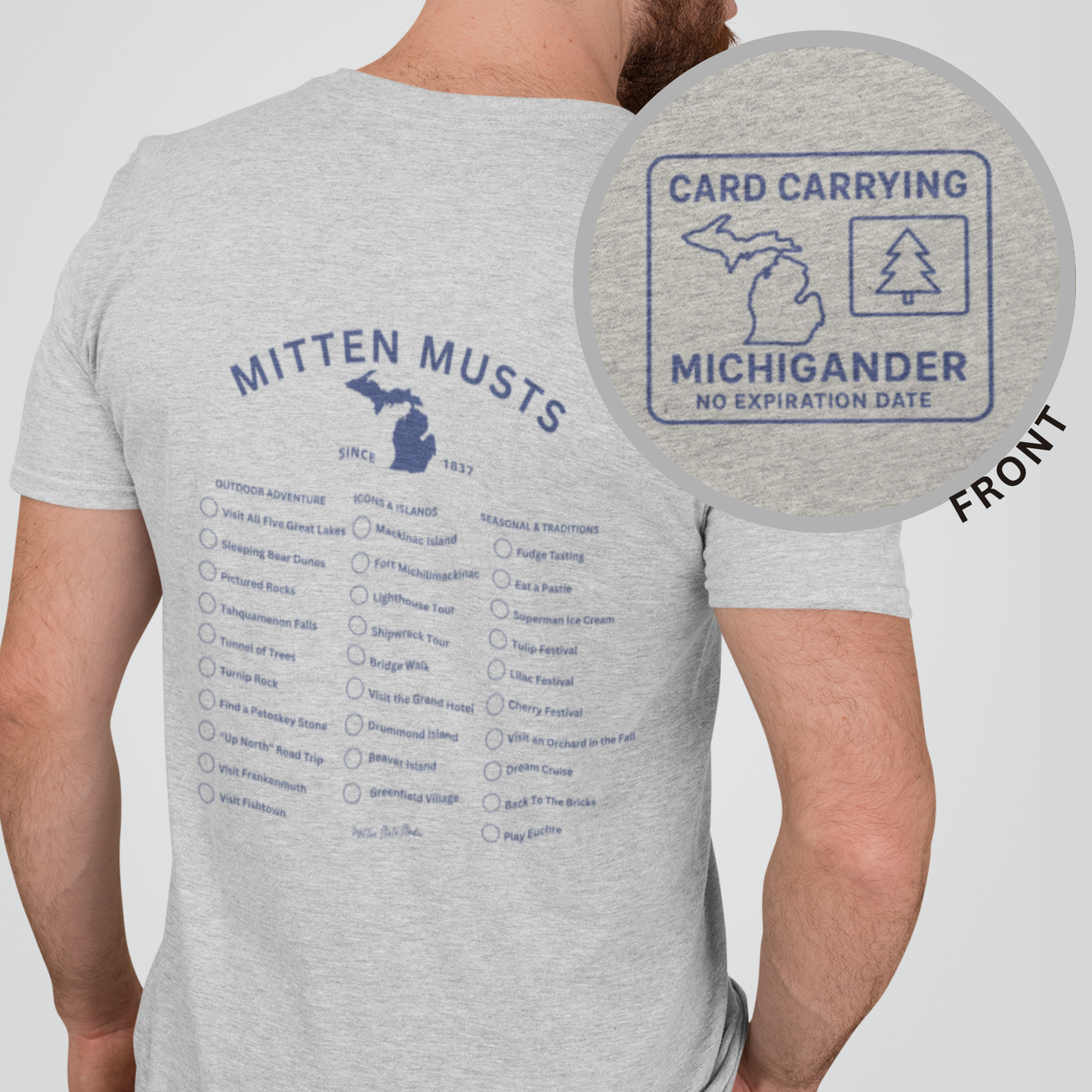 Mitten Musts Michigan Check-Off Wearable Bucket List - Unisex T-Shirt