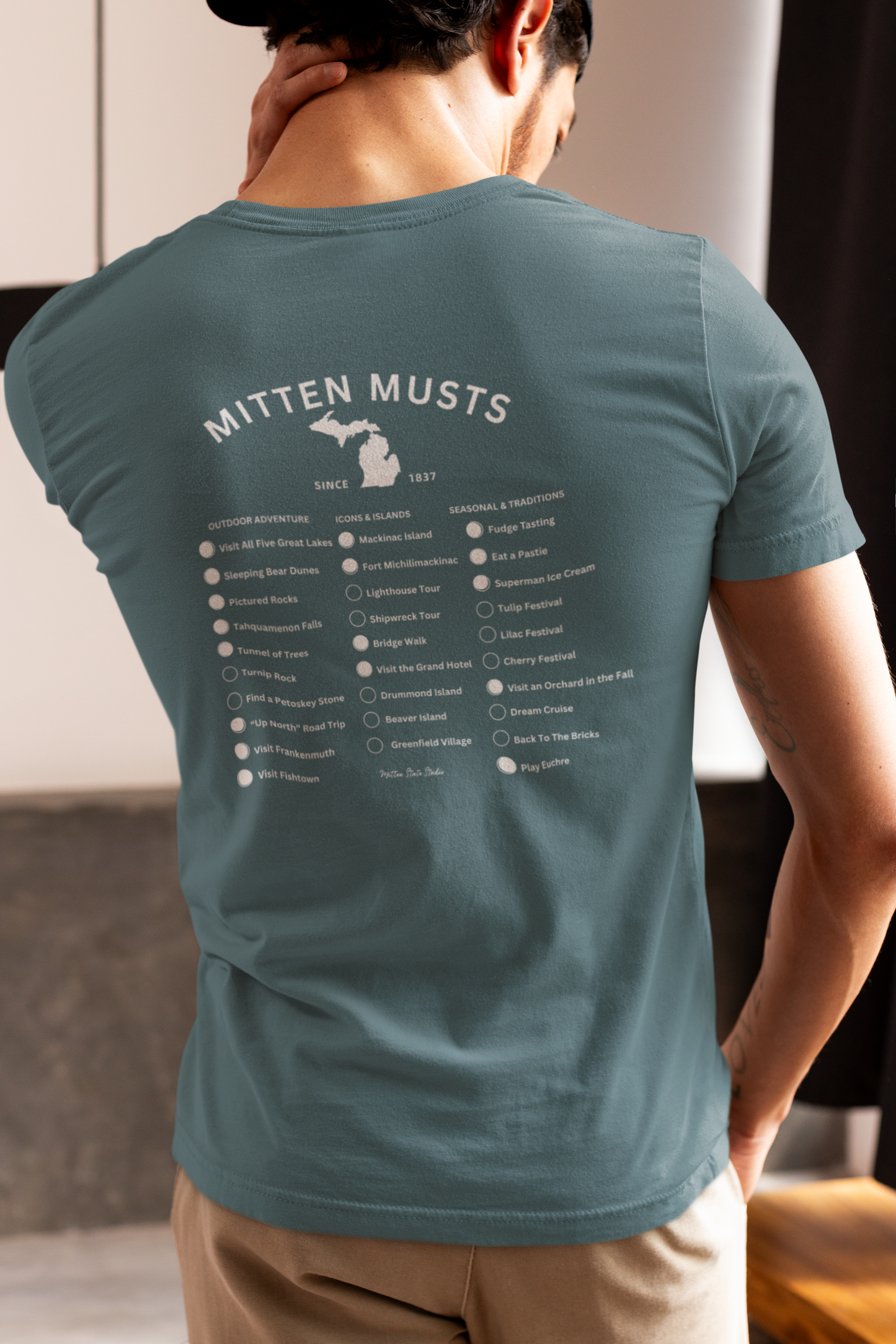 Mitten Musts Michigan Check-Off Wearable Bucket List - Unisex T-Shirt