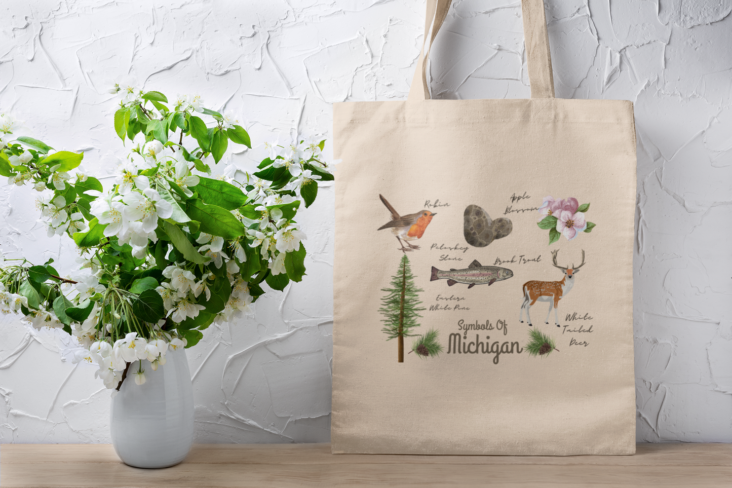 Symbols of Michigan Icons Tote – 15x16 Polyester Bag