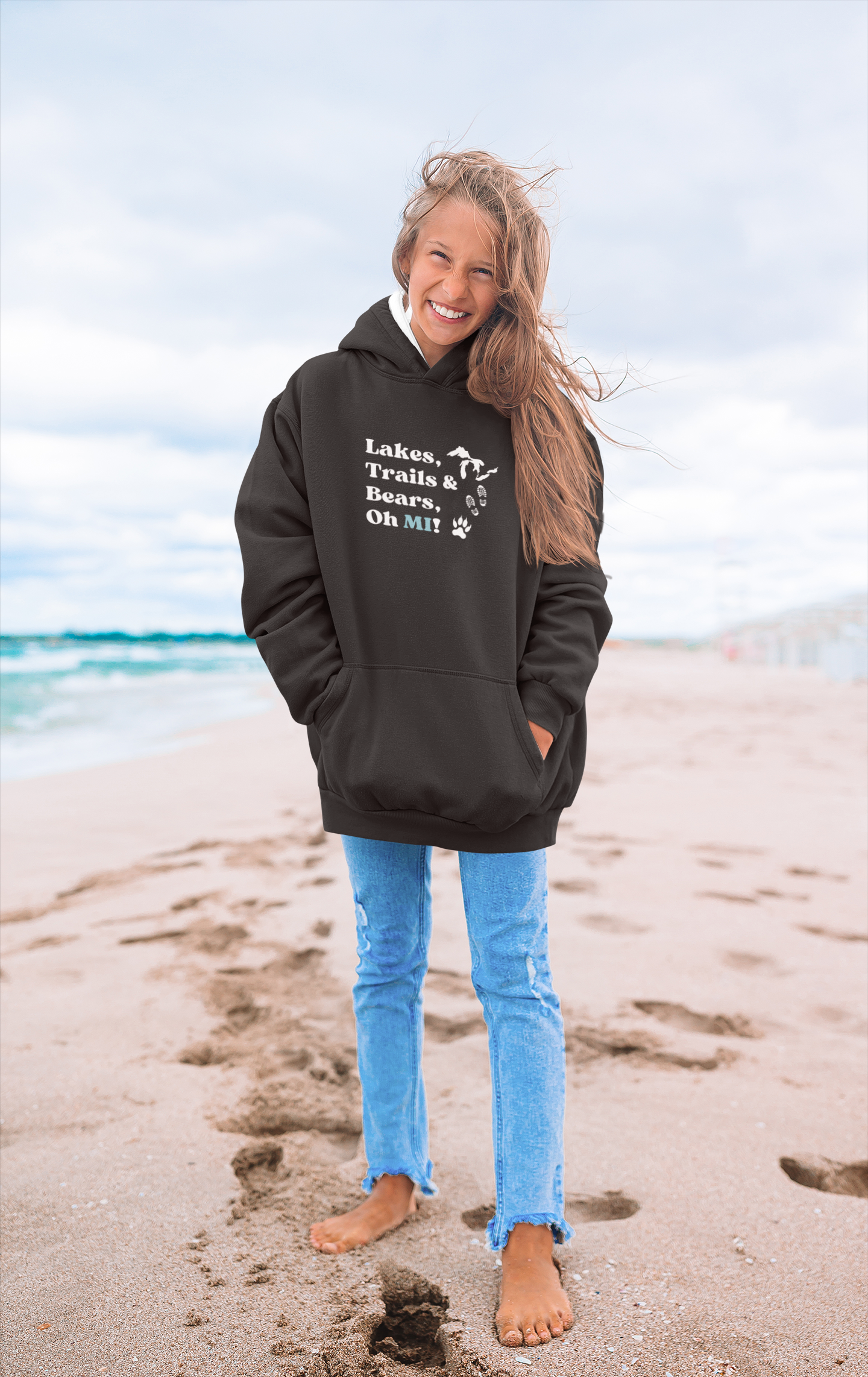 Lakes, Trails, Bears, Oh MI! Hiking Outdoors Unisex No Hood Sweatshirt