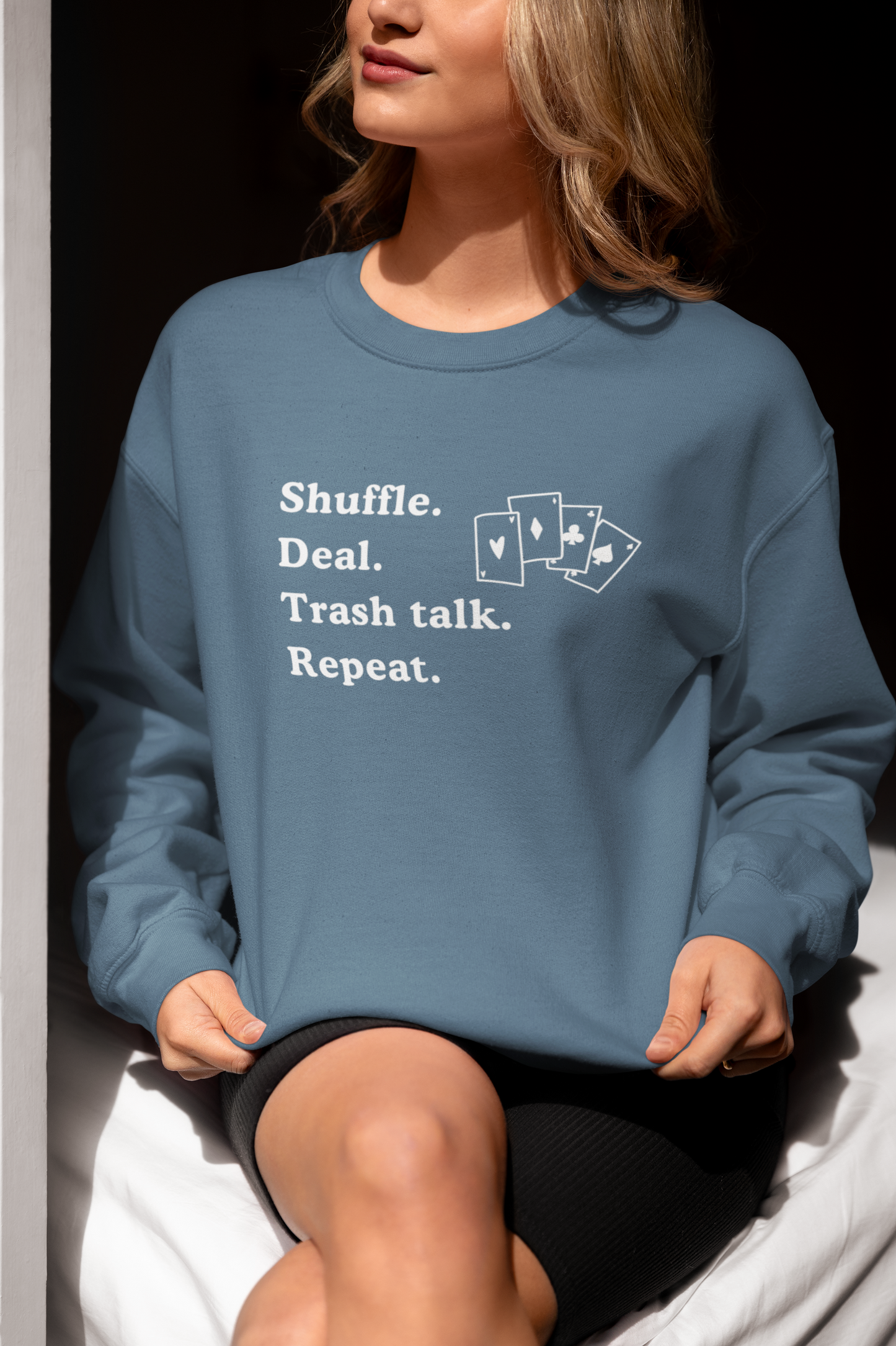 Shuffle Deal Trash Talk Repeat Euchure Unisex No Hood Sweatshirt