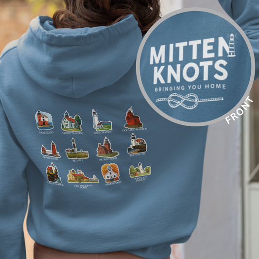 Mitten Knots™ Michigan Lighthouses Unisex Heavy Blend Hooded Sweatshirt