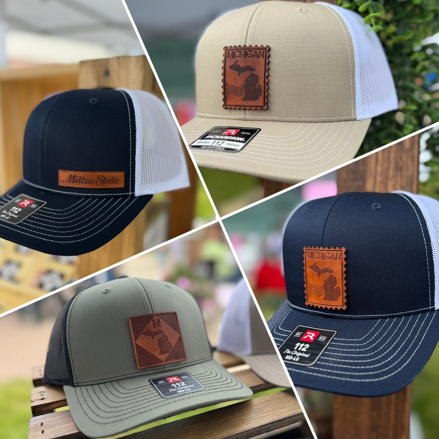 Michigan Stamp Leather Patch Richardson Hat