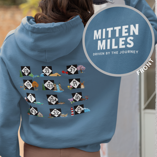 Mitten Miles™ 12 M-Roads Michigan Unisex Heavy Blend Hooded Sweatshirt