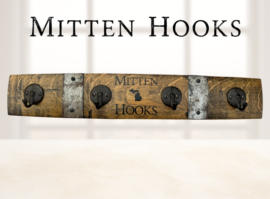Mitten Hooks Bourbon Barrel Stave Rack