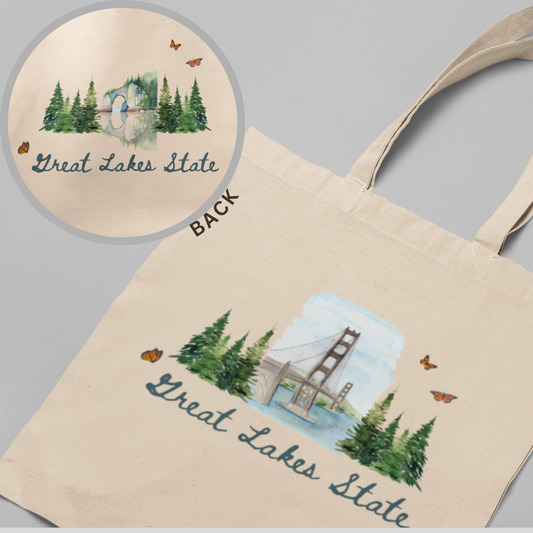 Great Lakes State Double-Sided Tote – 15x16 Polyester Bag