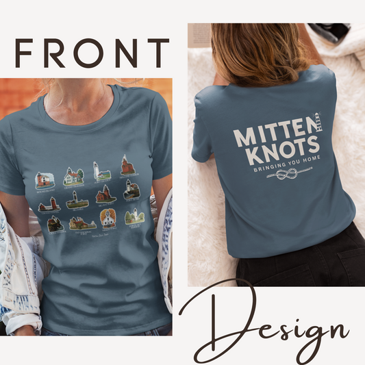 Front Print Option: Mitten Knots™ Lighthouses T-Shirt