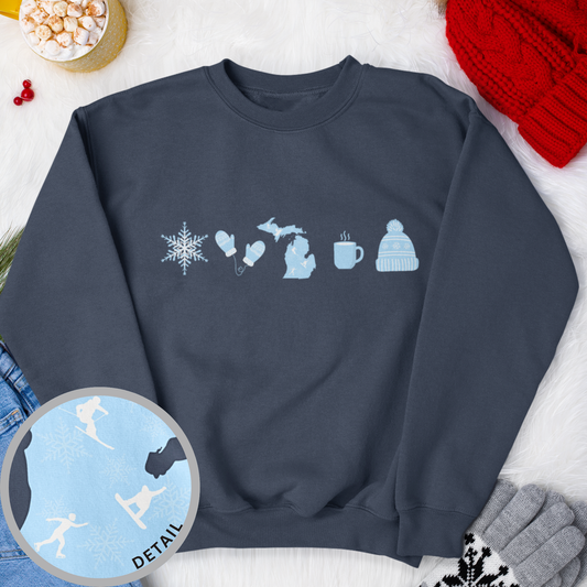 Cozy Michigan Winter Unisex Crewneck No Hood Sweatshirt