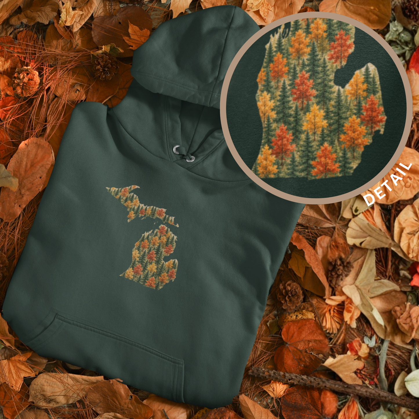 Evergreens & Changing Leaves Michigan Autumn Unisex Fall Crewneck or Hoodie