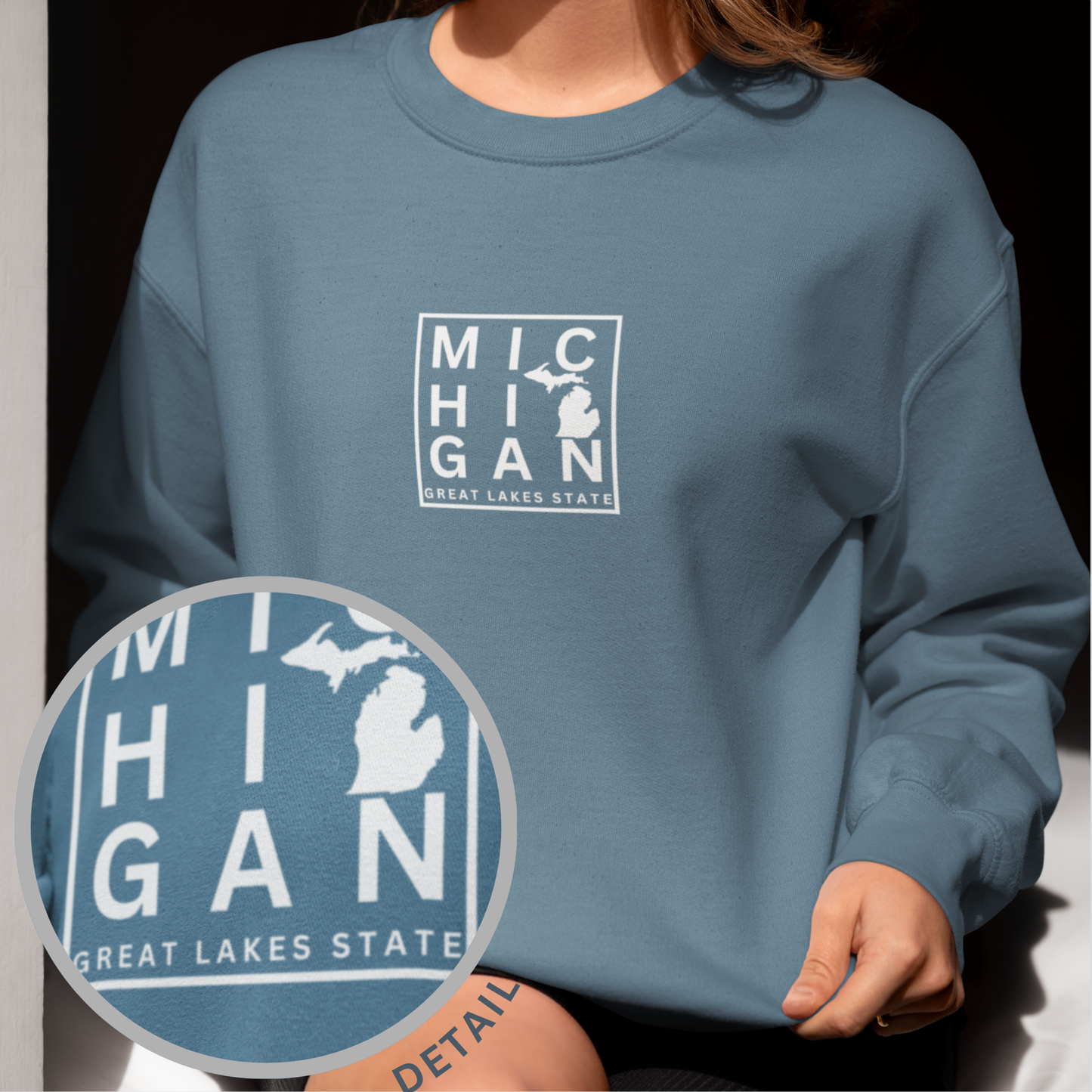 Michigan Block Design Unisex Sweatshirt – Great Lakes State Crewneck