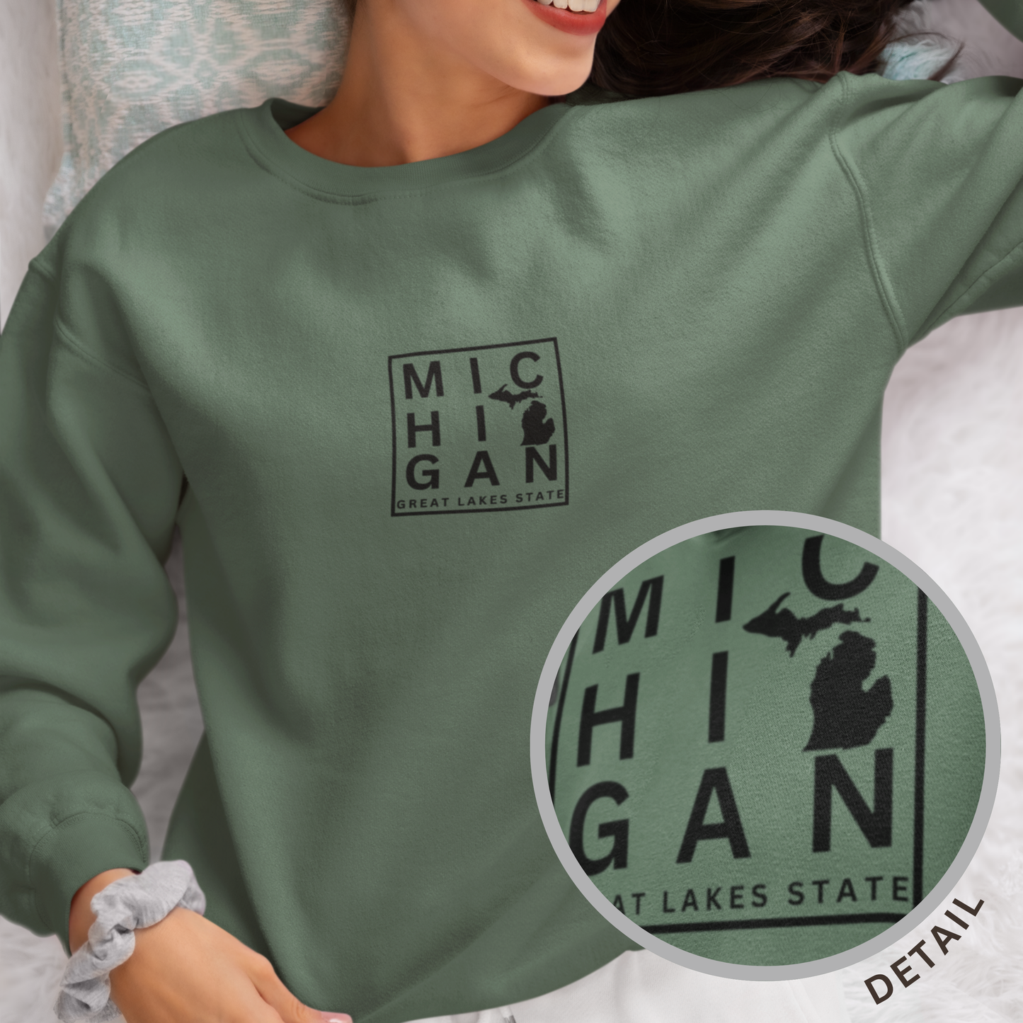 Michigan Block Design Unisex Sweatshirt – Great Lakes State Crewneck