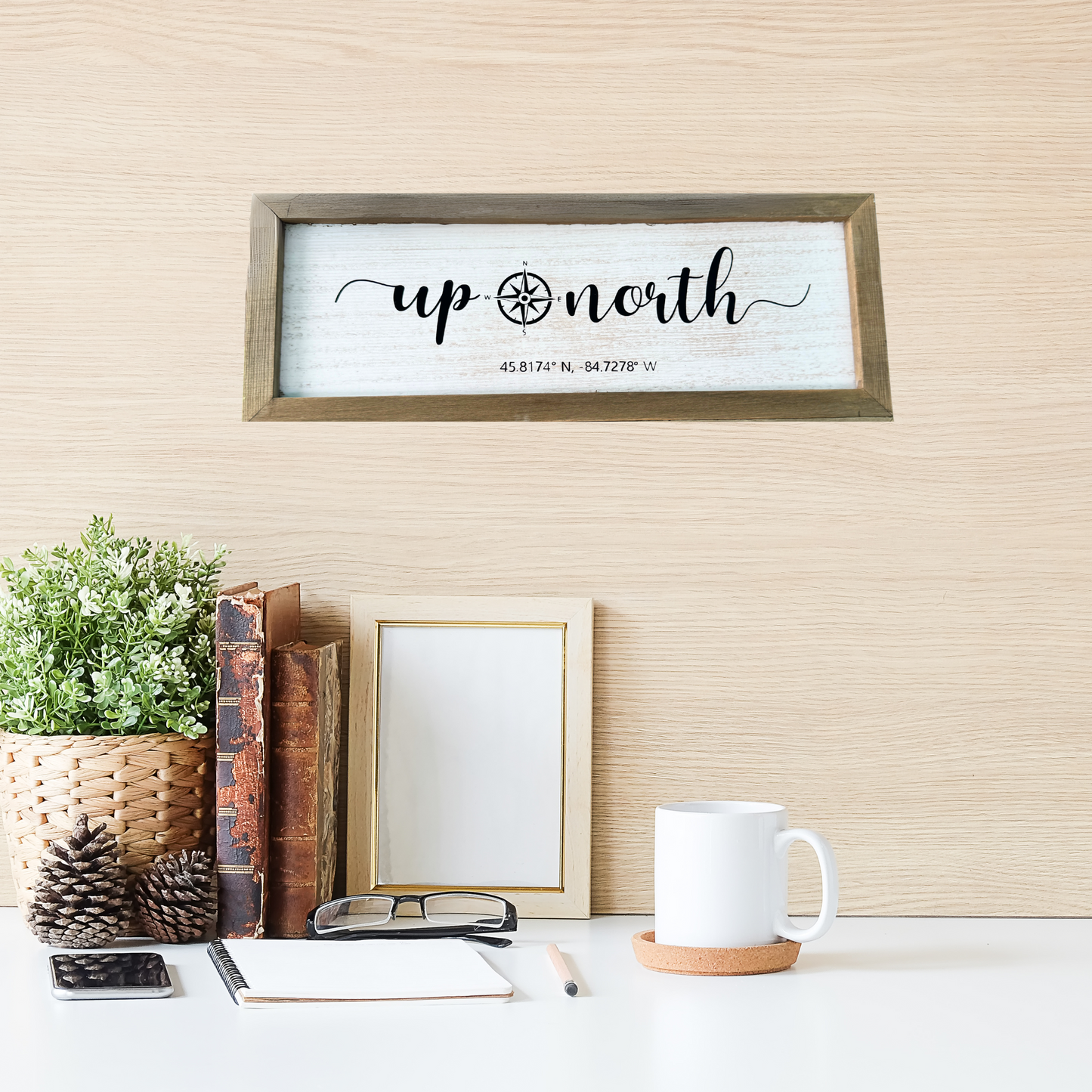 Up North Great Lakes Wooden Sign Wall Decor 14"