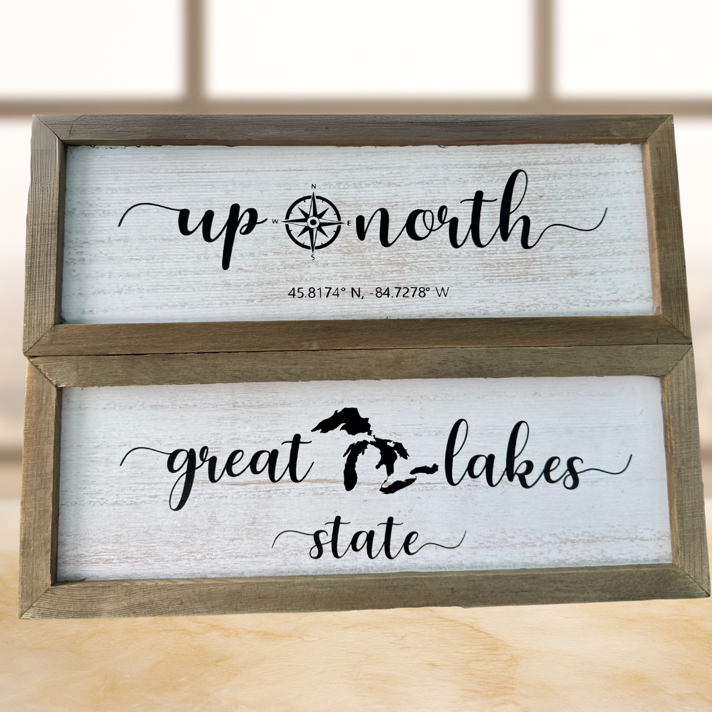 Up North Great Lakes Wooden Sign Wall Decor 14"