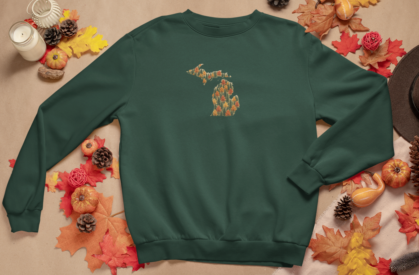 Evergreens & Changing Leaves Michigan Autumn Unisex Fall Crewneck or Hoodie