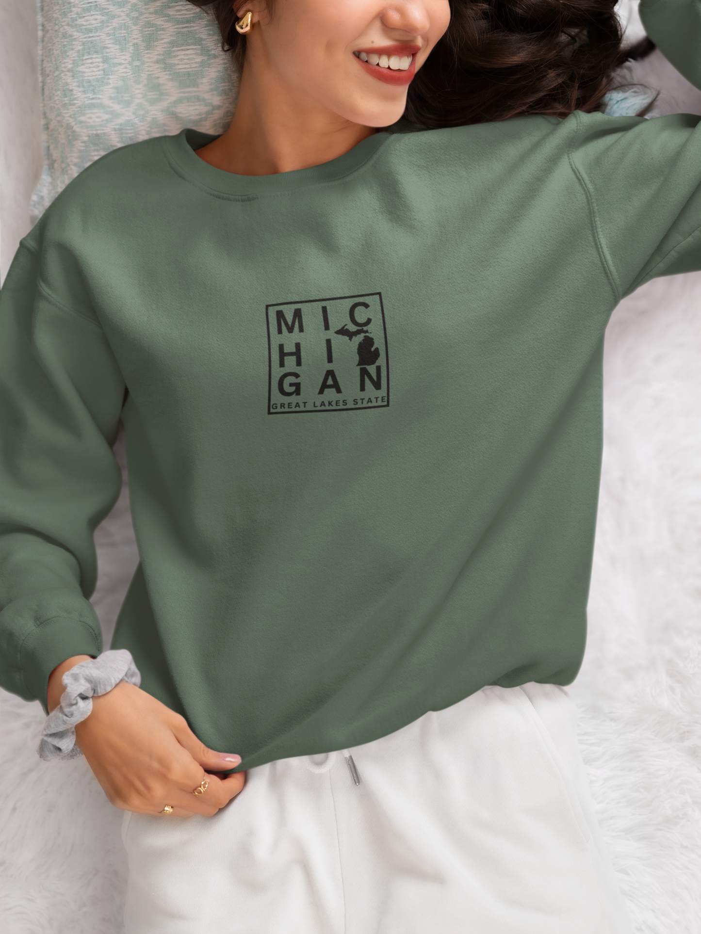 Michigan Block Design Unisex Sweatshirt – Great Lakes State Crewneck