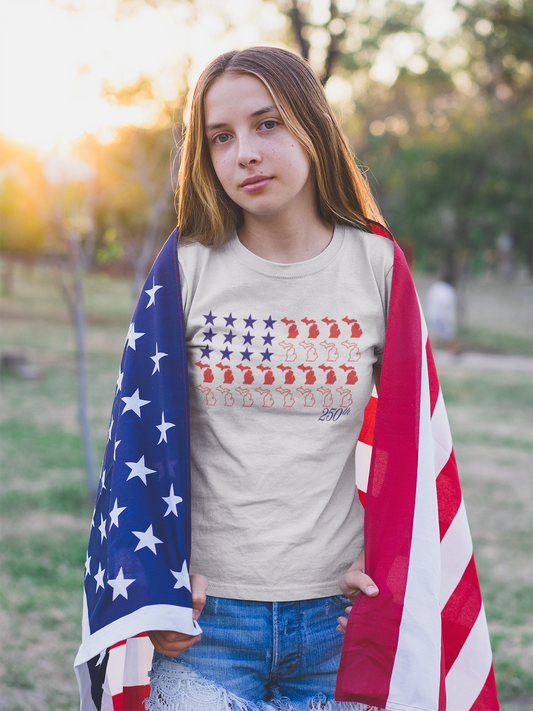 Michigan American Flag Independence Day Tee Unisex Soft Style T-Shirt
