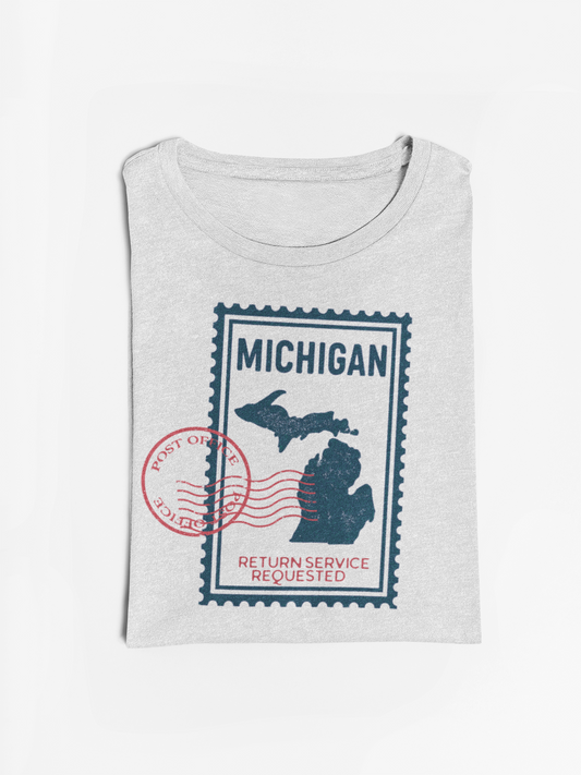 Michigan Stamp Return Service Requested Unisex T-Shirt
