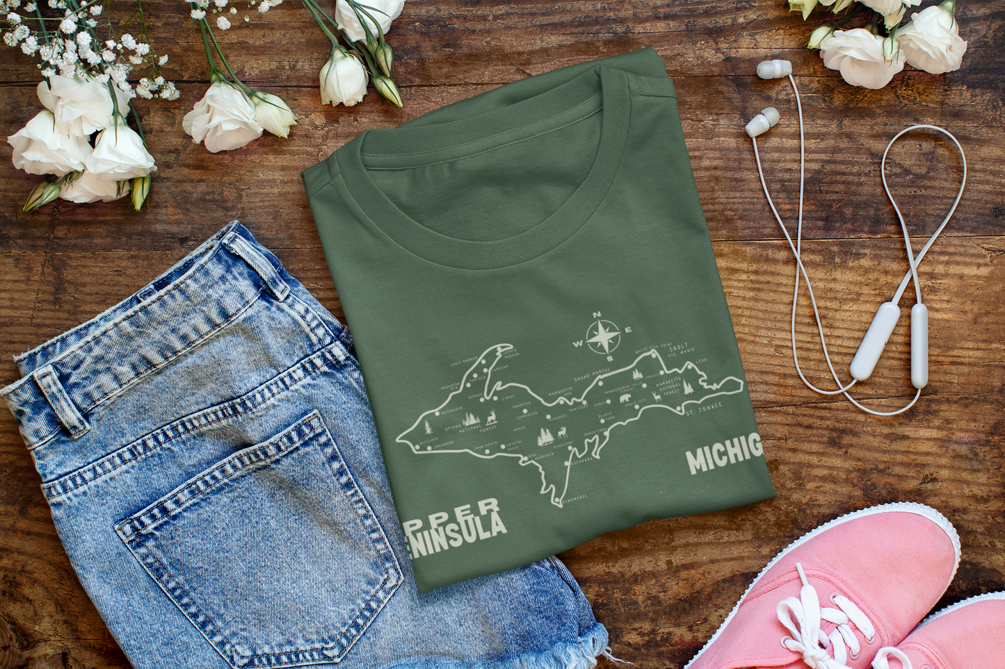 Michigan Upper Peninsula UP Landmarks Tee Unisex Soft Style T-Shirt