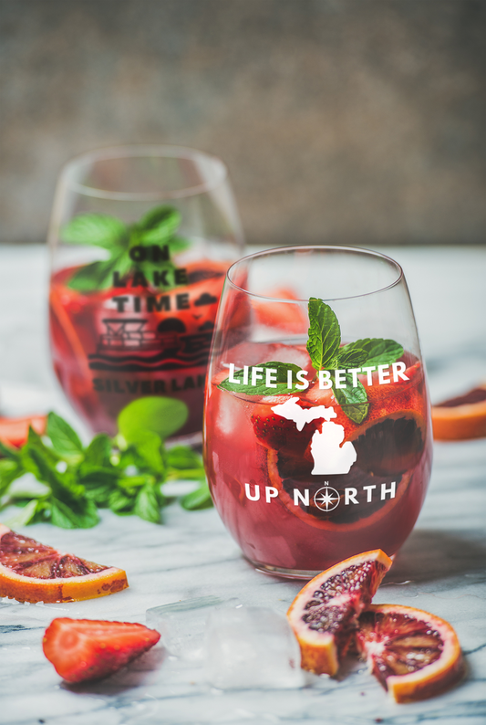 Up North Michigan Stemless Wine Glass – 17oz