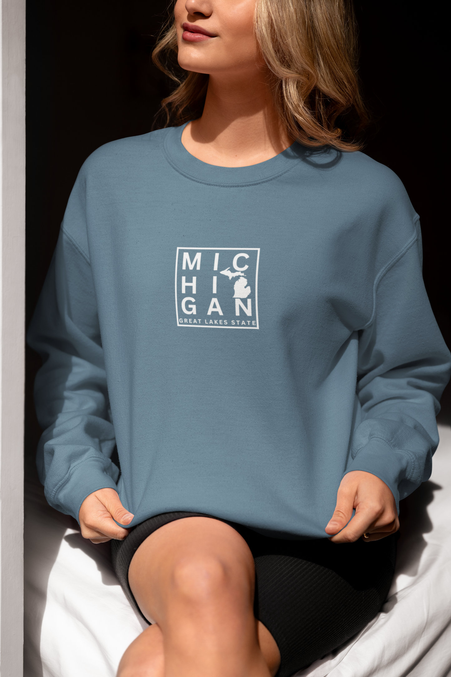 Michigan Block Design Unisex Sweatshirt – Great Lakes State Crewneck