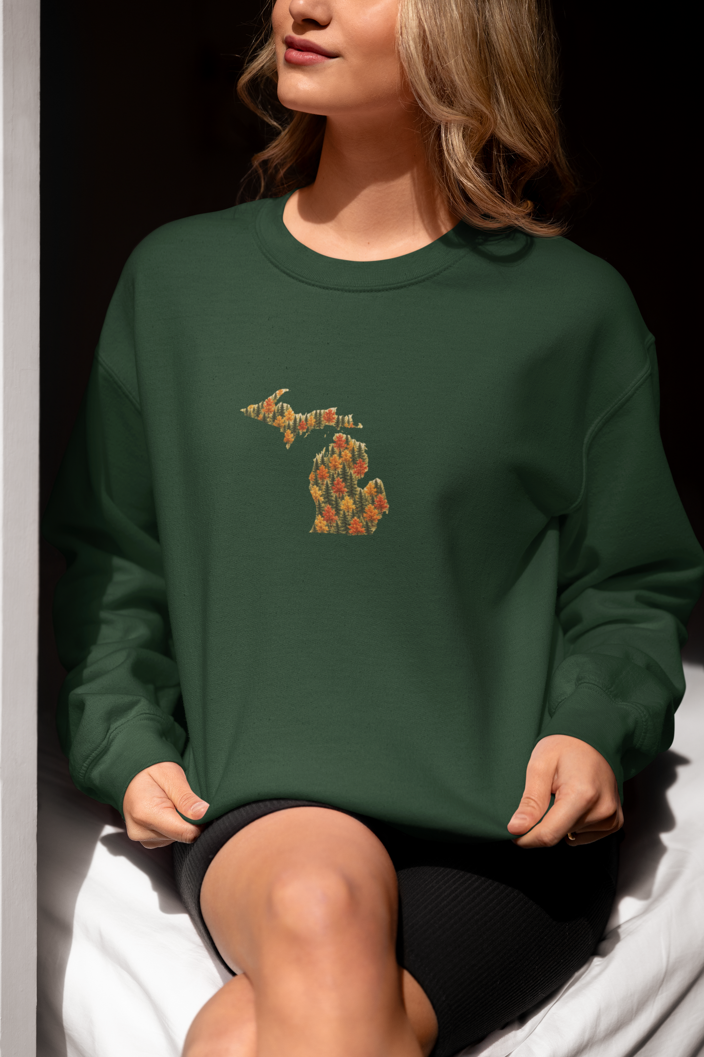 Evergreens & Changing Leaves Michigan Autumn Unisex Fall Crewneck or Hoodie