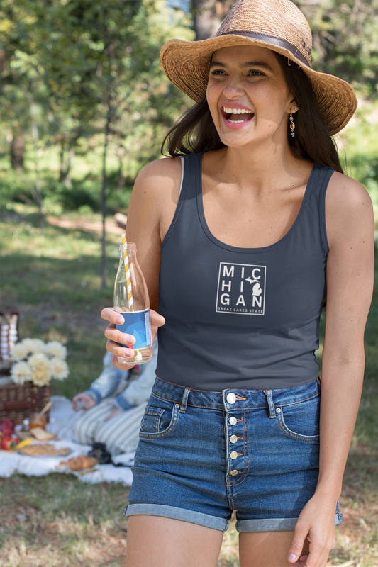 Michigan Block Design Women's Racerback Tank – Great Lakes State Tank Top Shirt