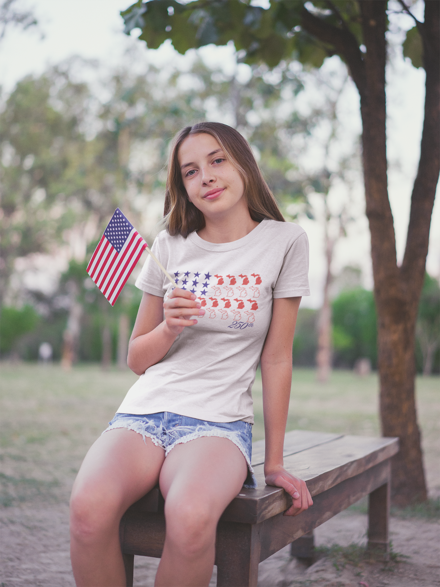 Michigan American Flag 250th Independence Day Tee Unisex Soft Style T-Shirt