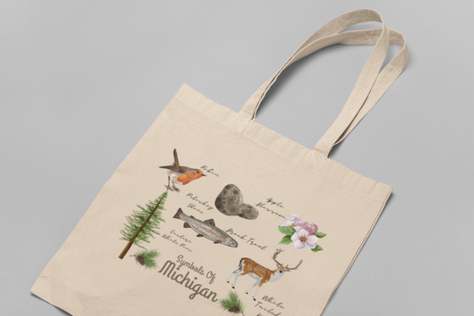 Symbols of Michigan Icons Tote – 15x16 Polyester Bag